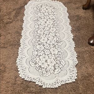 Elegant Off White Lace Table Runner size 40”L X 15”W